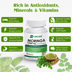 OMOGS Moringa capsules ready for daily wellness routine