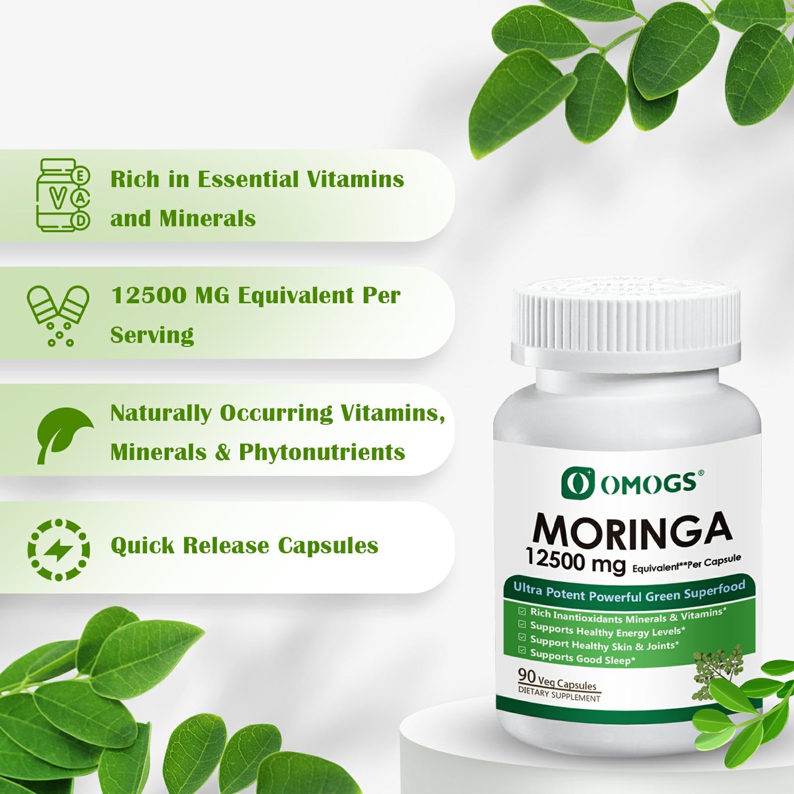 OMOGS Moringa capsules supporting energy and metabolism
