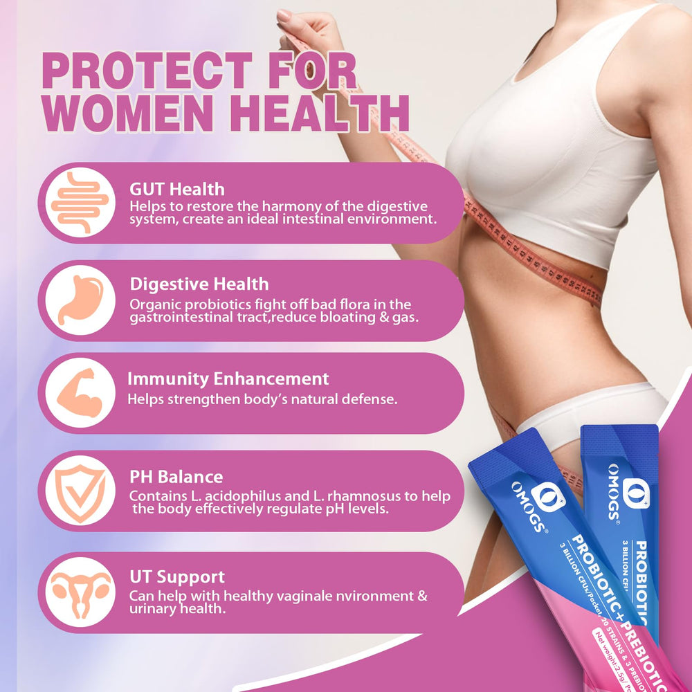 OMOGS probiótico arandano extracto, apoyo a la salud vaginal y vitalidad.