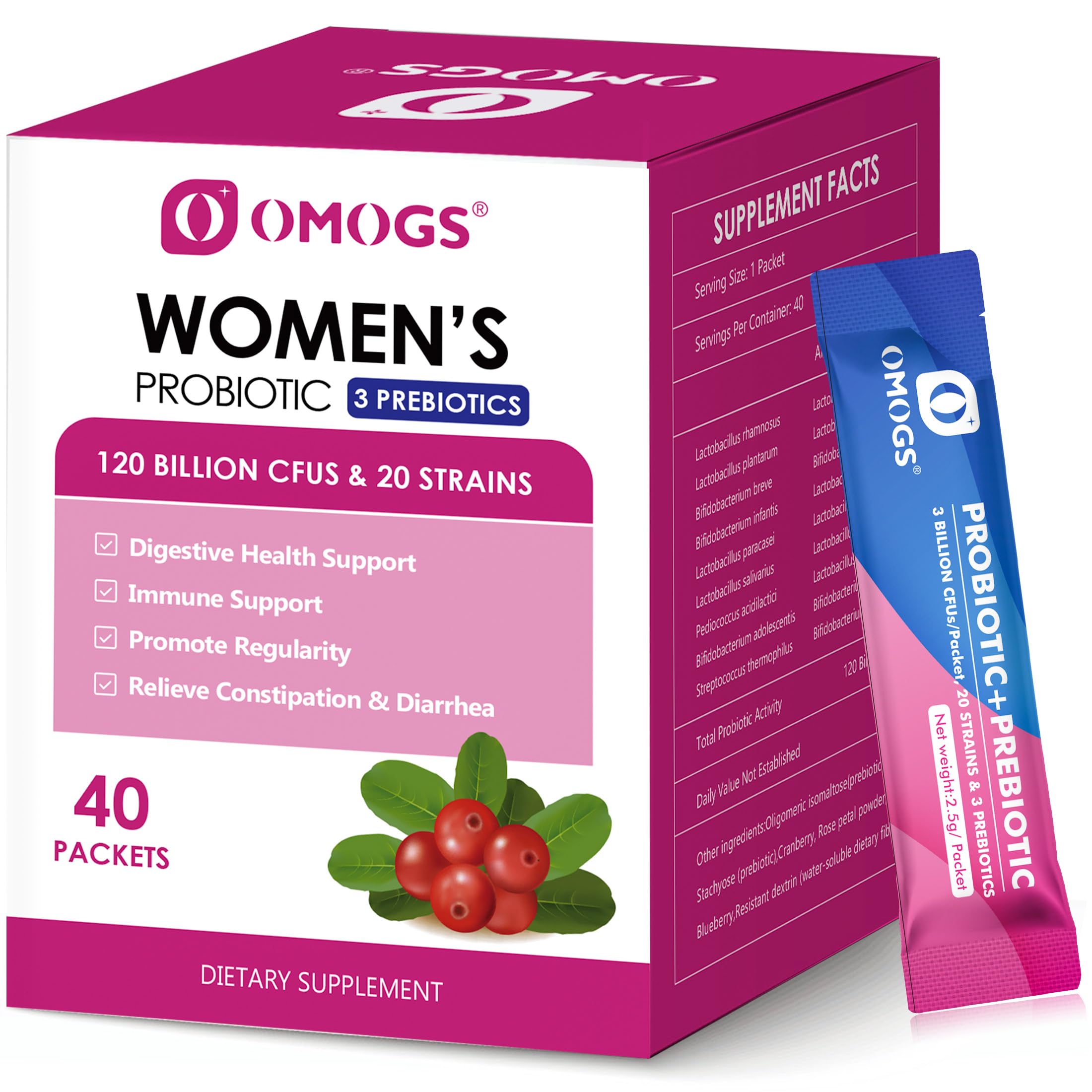 OMOGS probiótico para mujeres, polvo digestivo, favorece la digestión diaria.