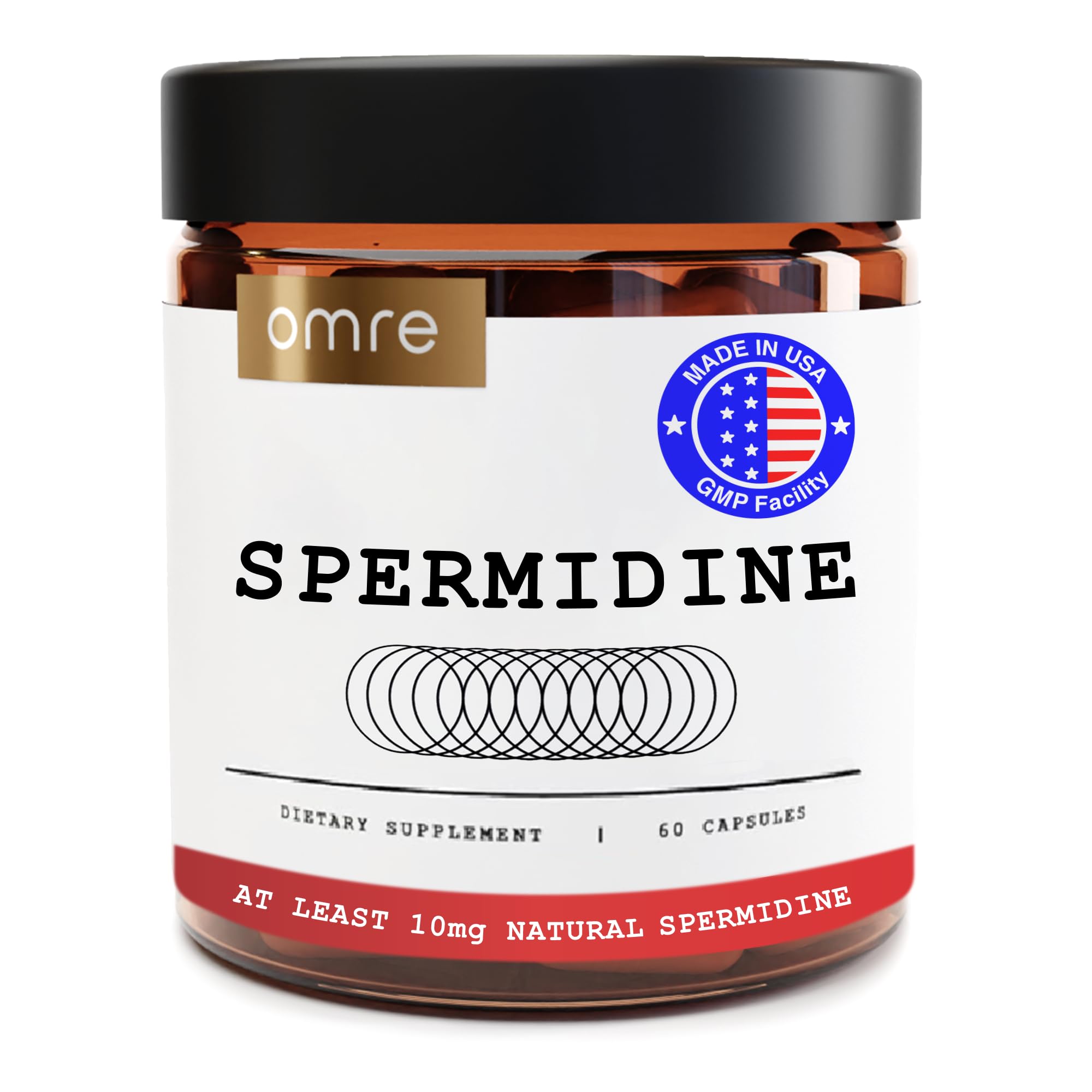 OMRE Spermidine Supplement bottle for convenient daily use and wellness support