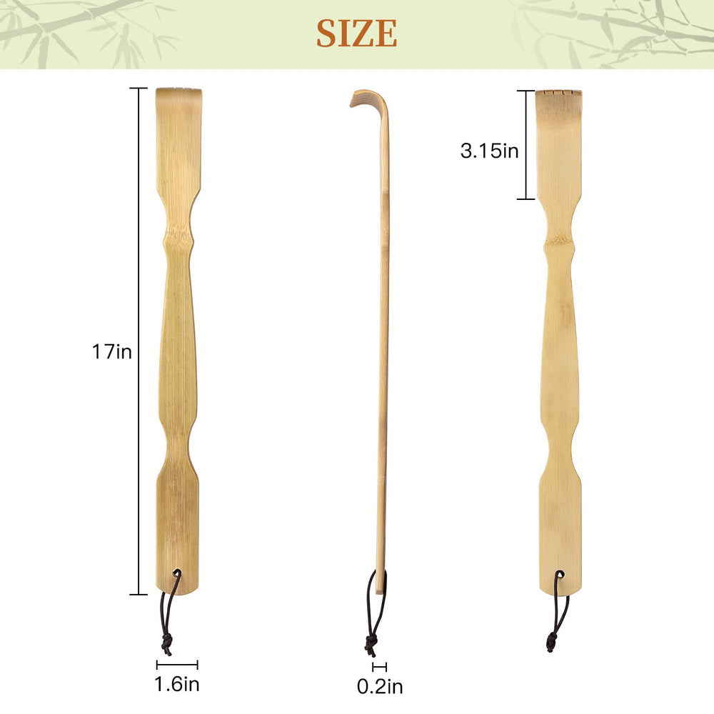 Omszte back scratcher features one-piece bamboo construction for lasting durability.