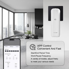 OMXSair app control wall plug diffuser with Bluetooth interface for precise scent scheduling.