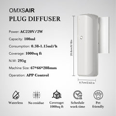 Closeup of OMXSair diffuser bottle showing leakproof design for mess-free use.