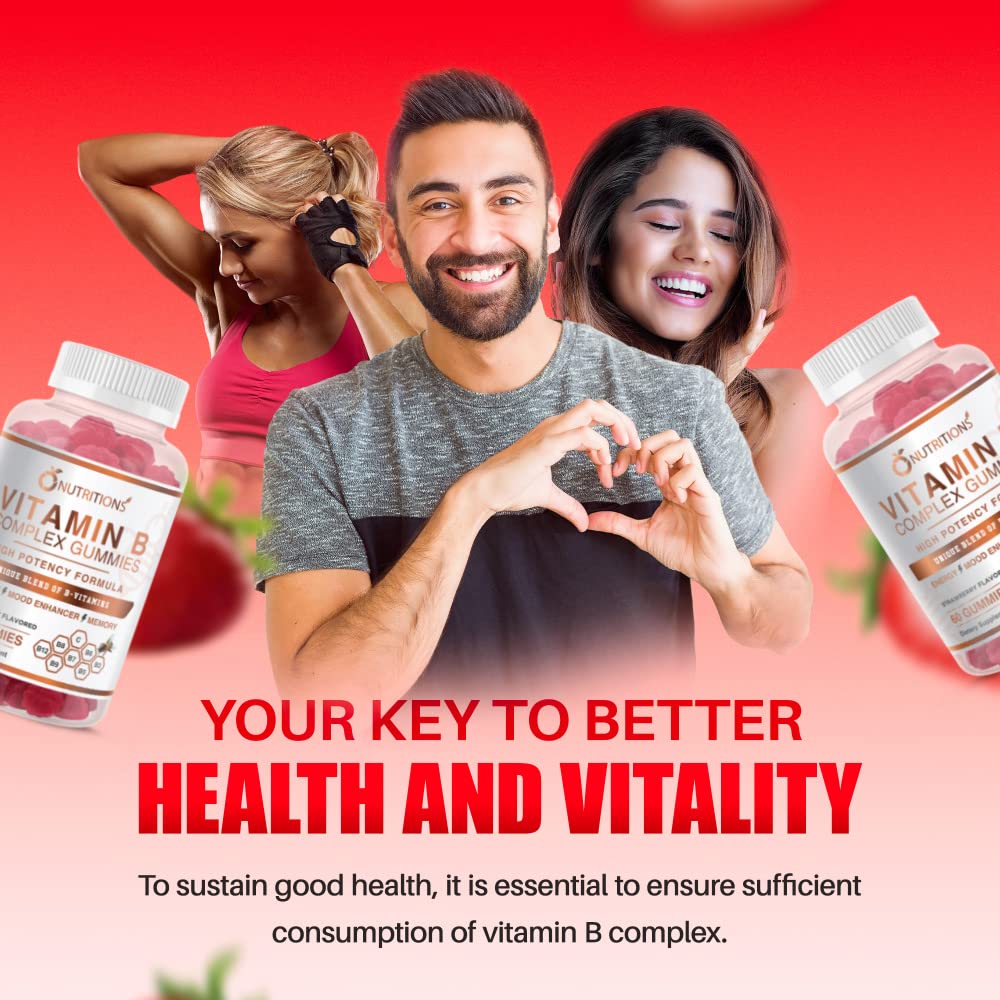No gelatin: O NUTRITIONS vegan B-complex gummies in clear bottle