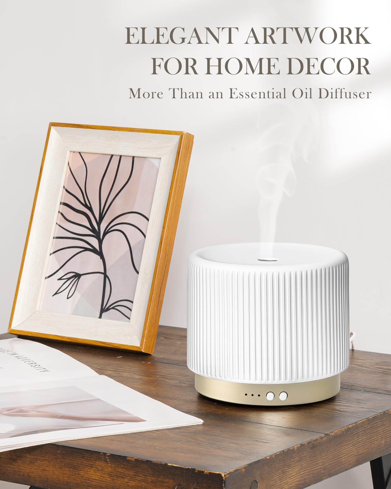Onaboviva ceramic diffuser with shell design functions as a mood-enhancing nightlight.