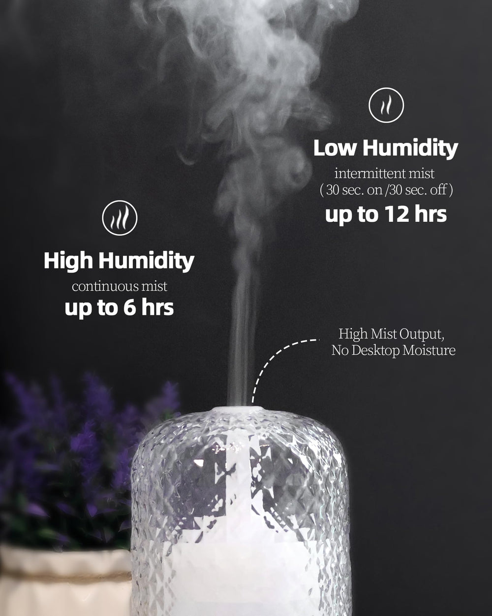 Onaboviva Essential Oil Diffuser in use in a bedroom creating calm ambiance.
