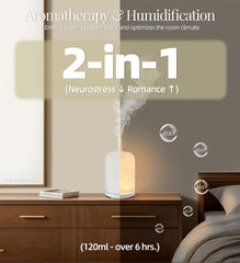 Onaboviva essential oil diffuser top view, compact 120ml tank for desk use.