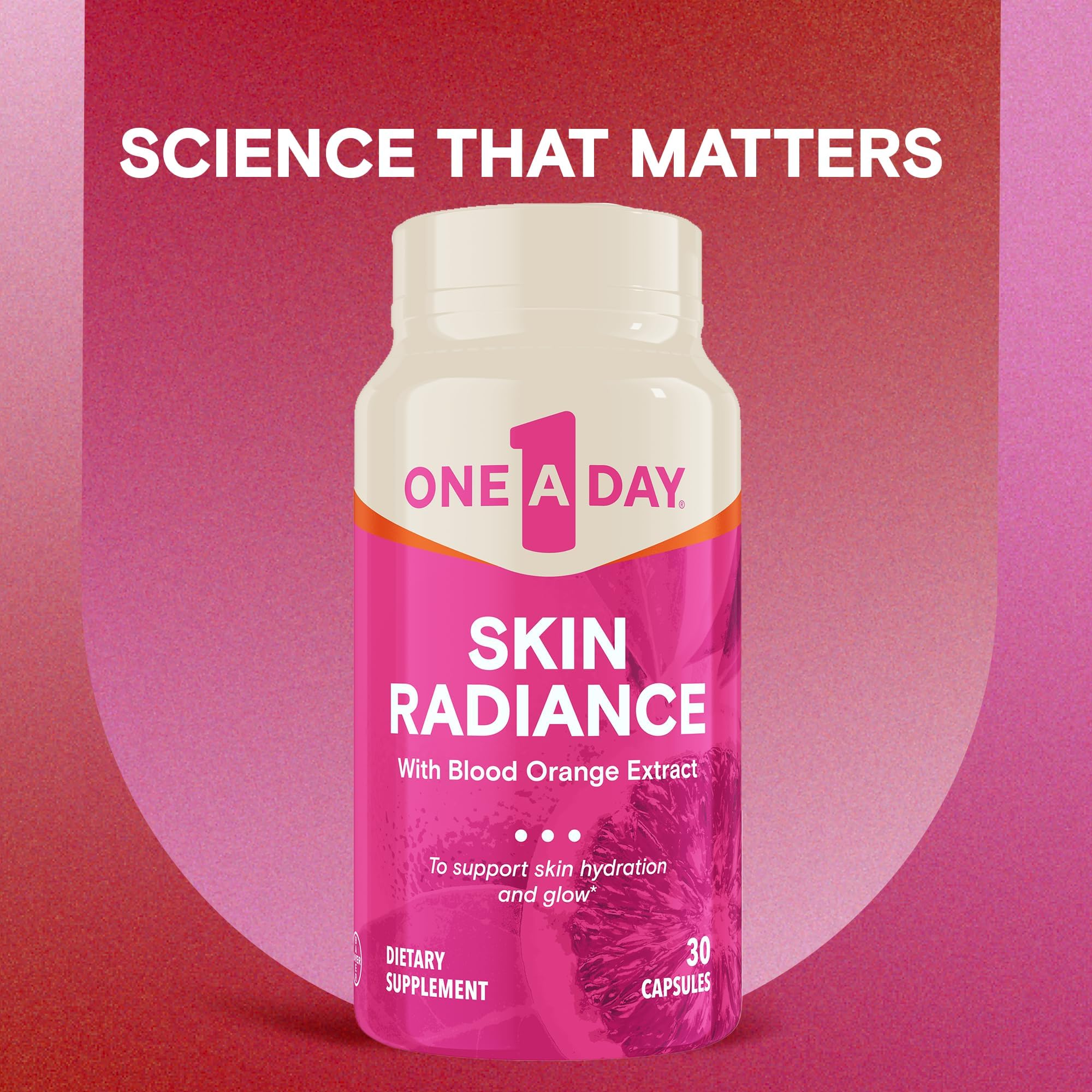 One A Day Skin Radiance emphasizes vitamin C and E supporting collagen health.