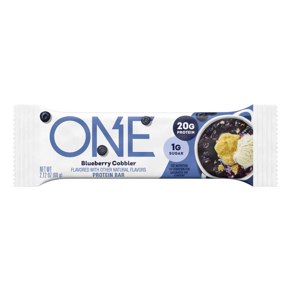 ONE Blueberry Cobbler bar during outdoor hike for steady protein