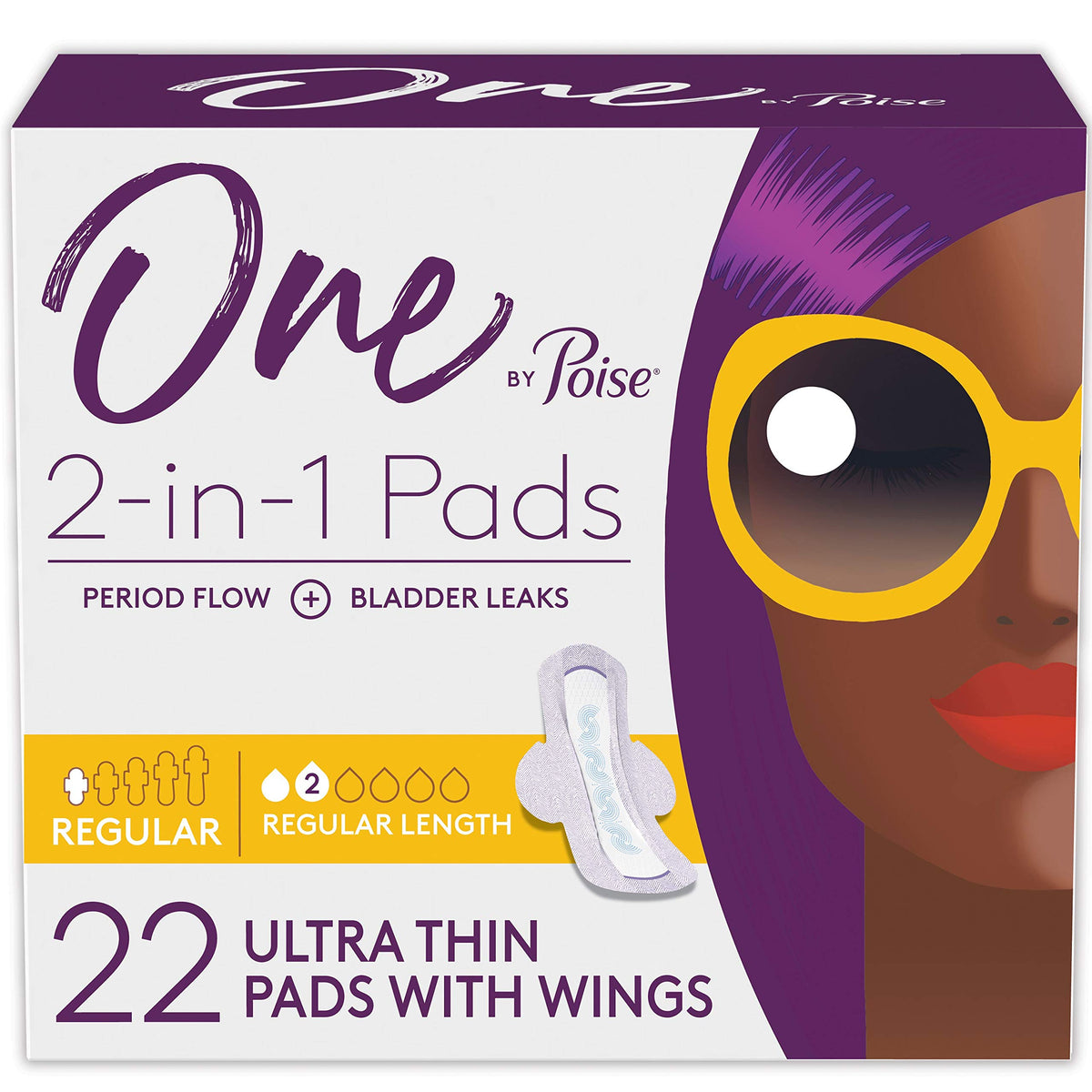 One by Poise pad with wings for secure, comfortable protection all day