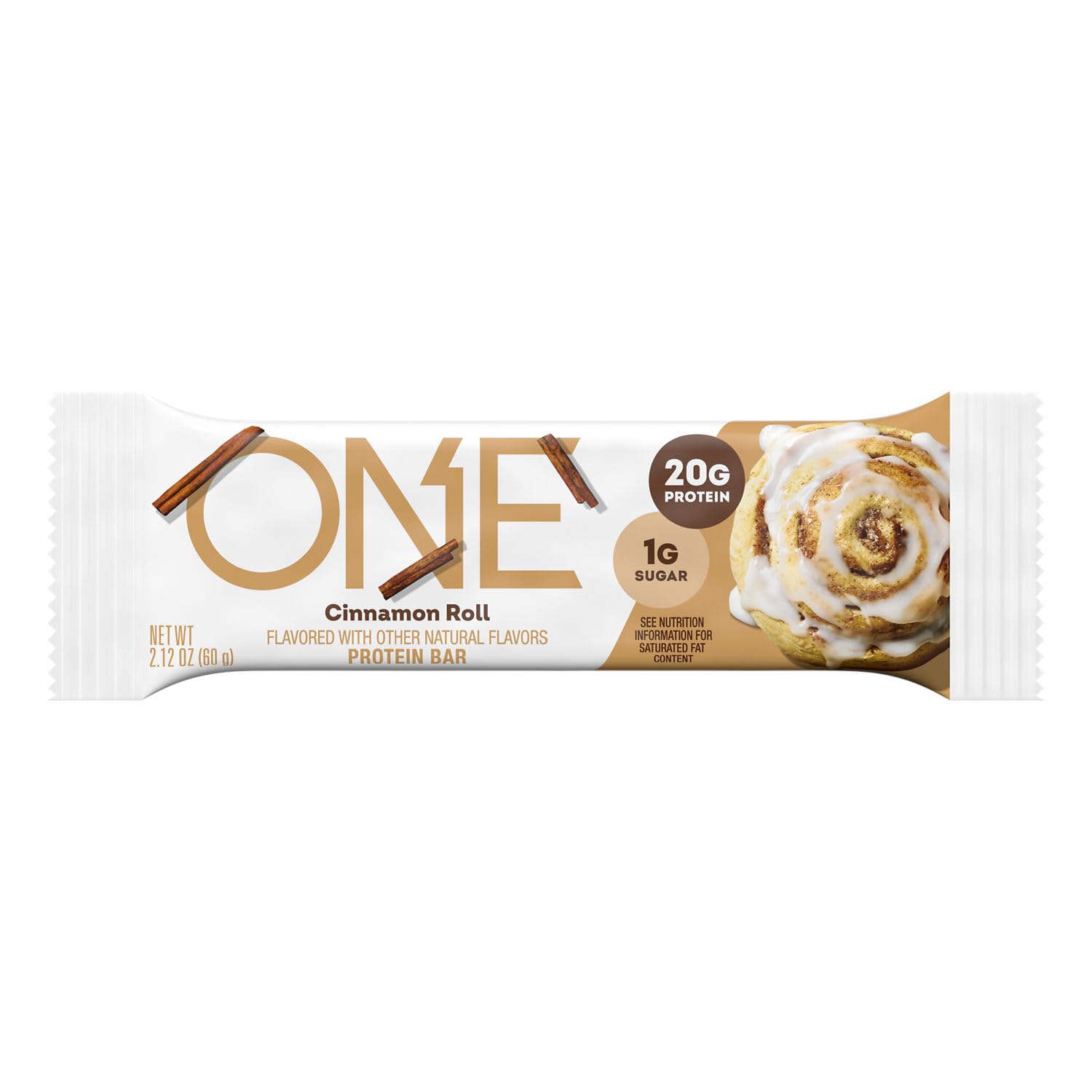 Close-up of ONE Cinnamon Roll bar gooey texture.