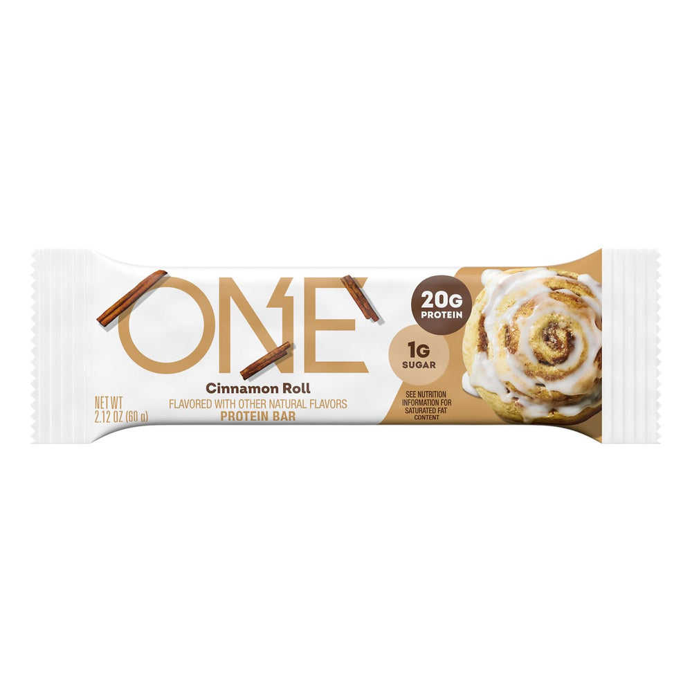 Close-up of ONE Cinnamon Roll bar gooey texture.