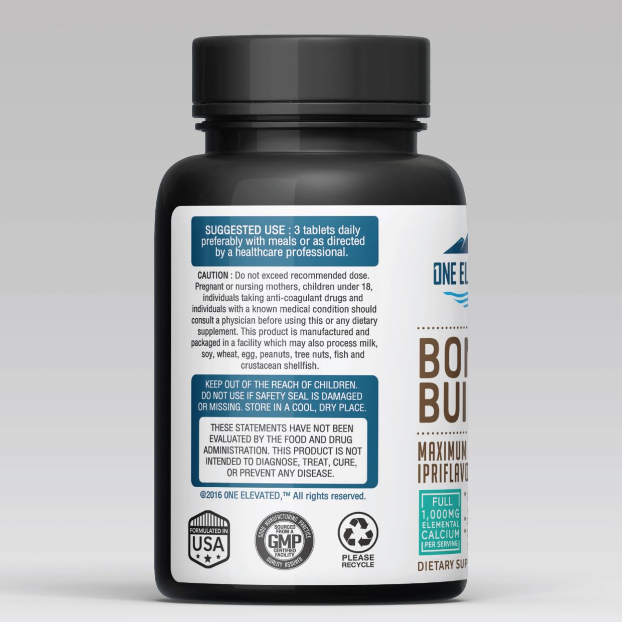 One Elevated Bone Builder label highlights calcium sources for absorption.