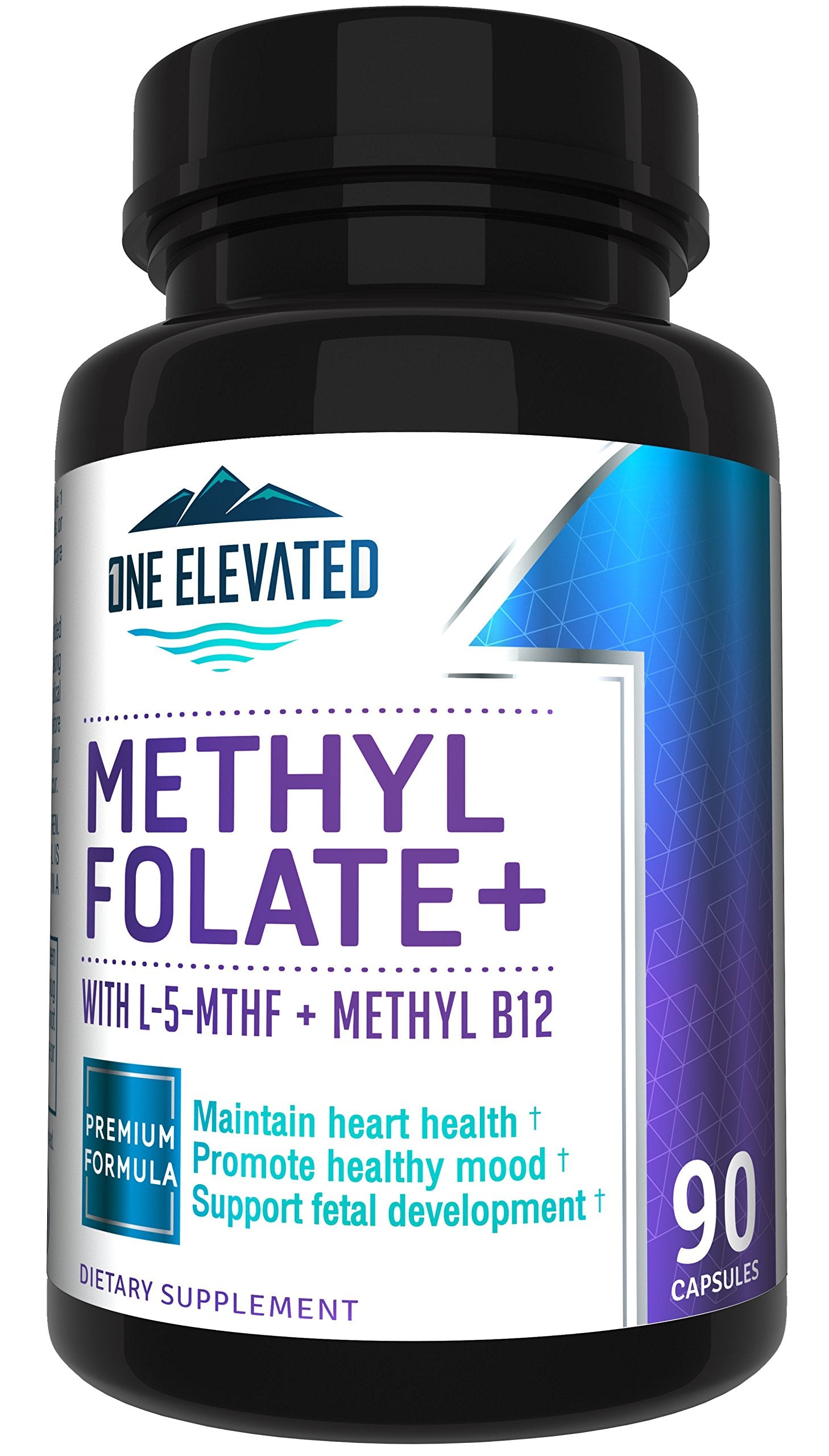 One Elevated double-strength methylfolate bottle highlighting high potency for DNA and neurotransmitter support.