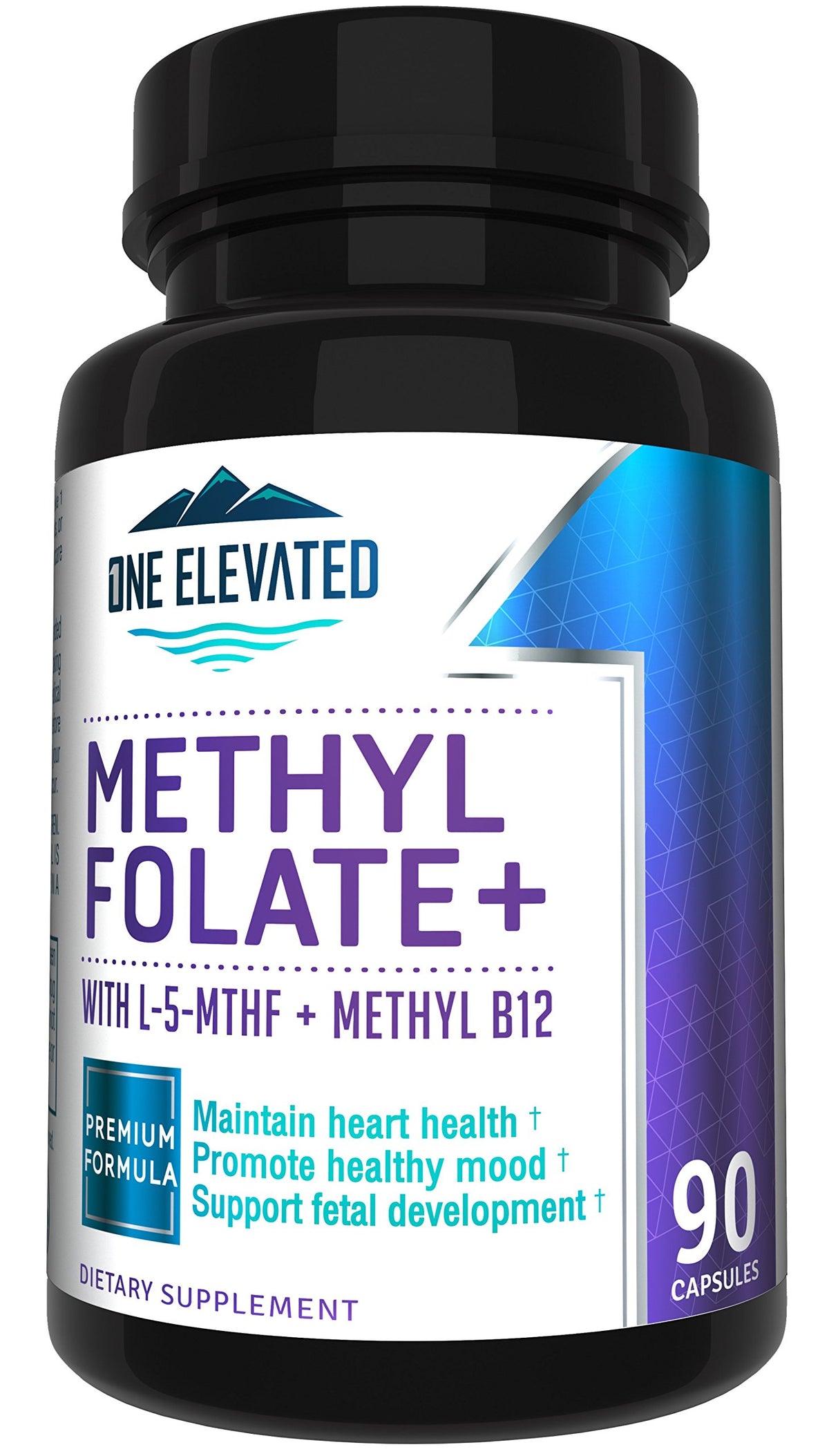 One Elevated double-strength methylfolate bottle highlighting high potency for DNA and neurotransmitter support.