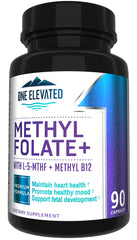 One Elevated double-strength methylfolate bottle highlighting high potency for DNA and neurotransmitter support.