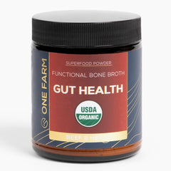 One Farm Superfood Powder bottle for gut health use