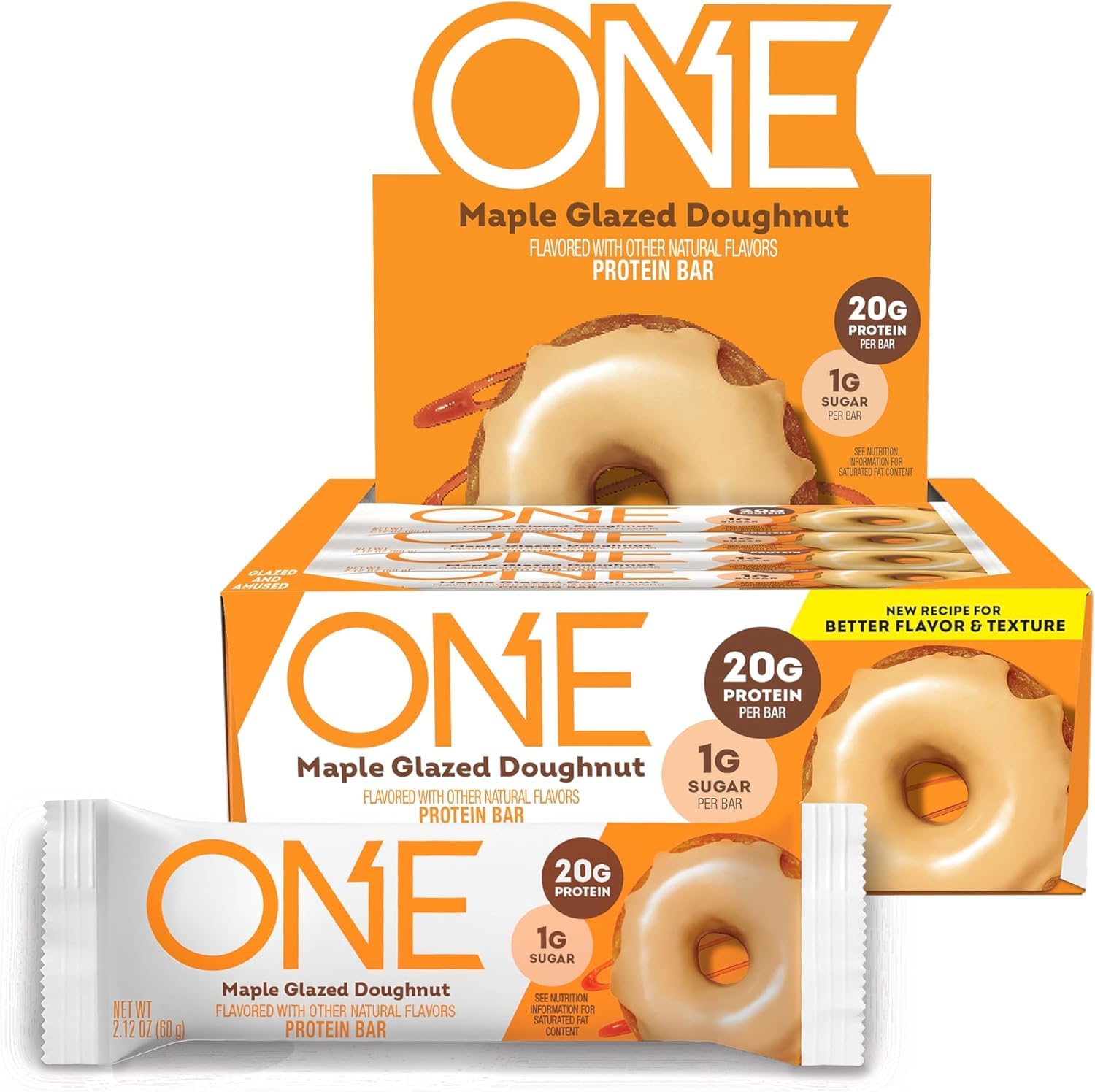 ONE Maple Glazed Doughnut Bar box shot for pantry staple and quick fueling