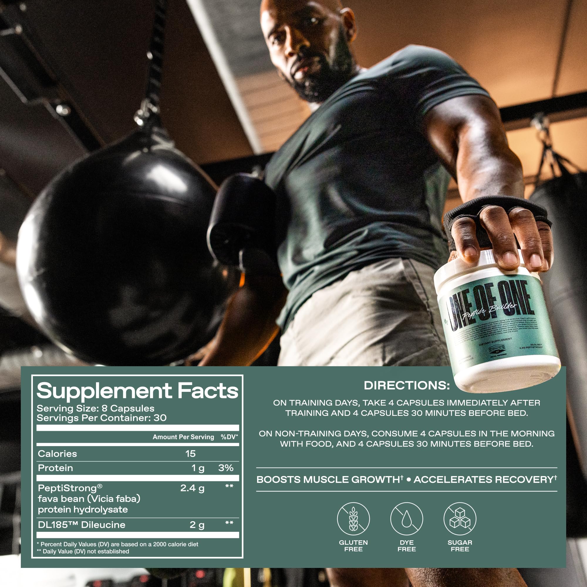 ONE OF ONE Peptide Builder in gym bag signals on-the-go training support.