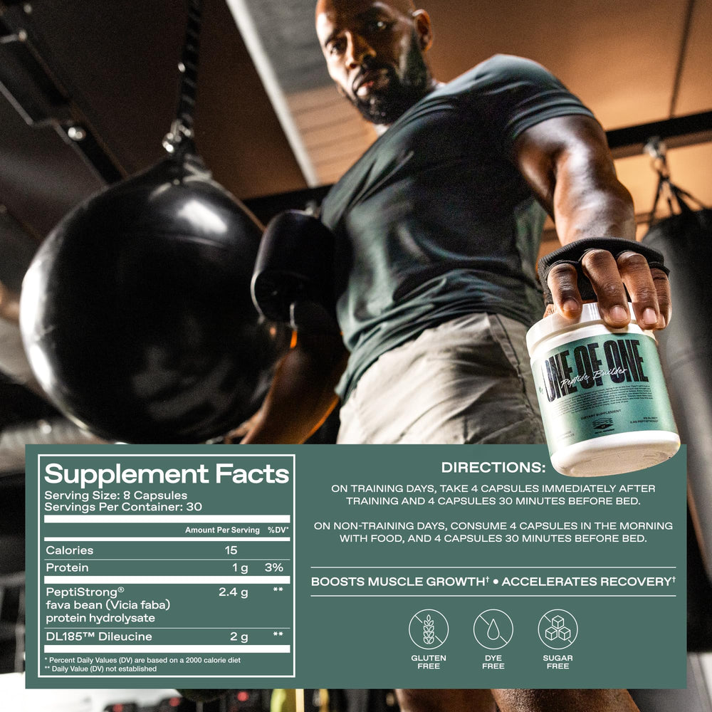ONE OF ONE Peptide Builder in gym bag signals on-the-go training support.