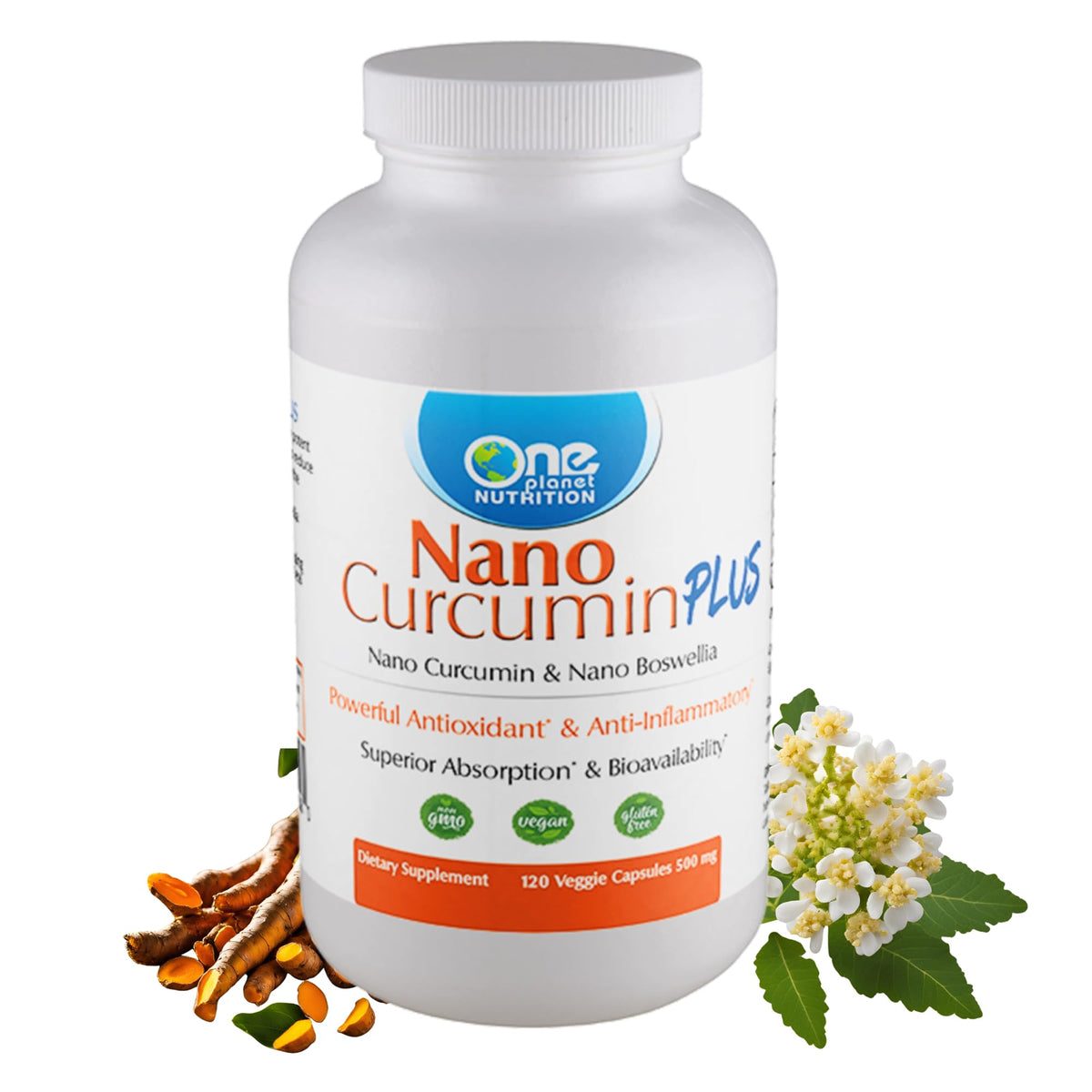 One Planet Nutrition Nano Curcumin Plus bottle front for joint-support wellness