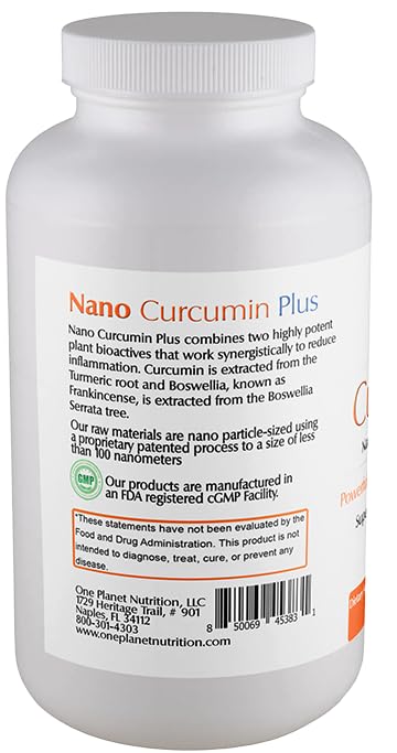 One Planet Nutrition Nano Curcumin Plus capsules closeup highlighting easy-to-swallow veggie caps