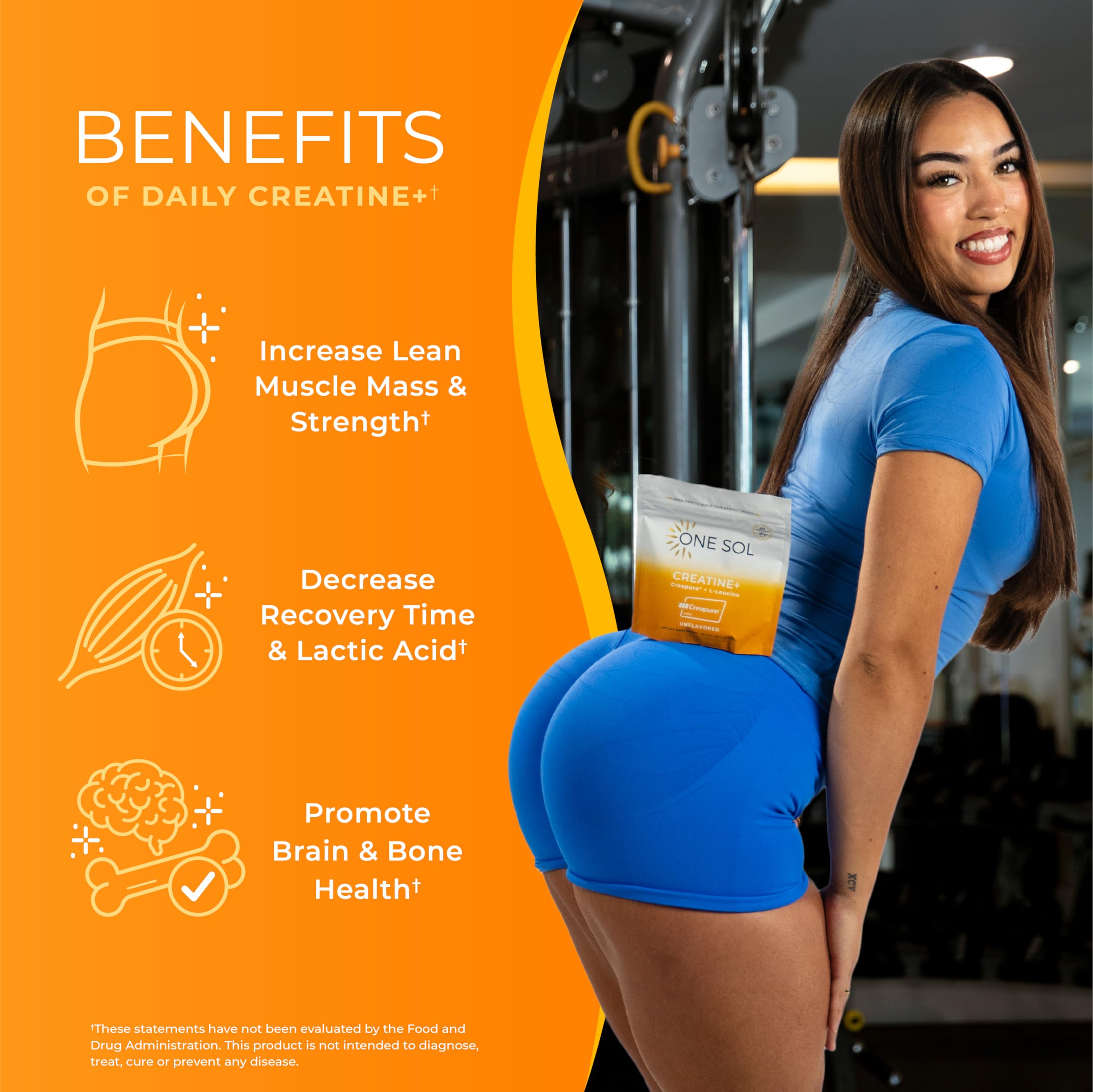 One Sol Creatine for Women leucine icon signaling added recovery support.