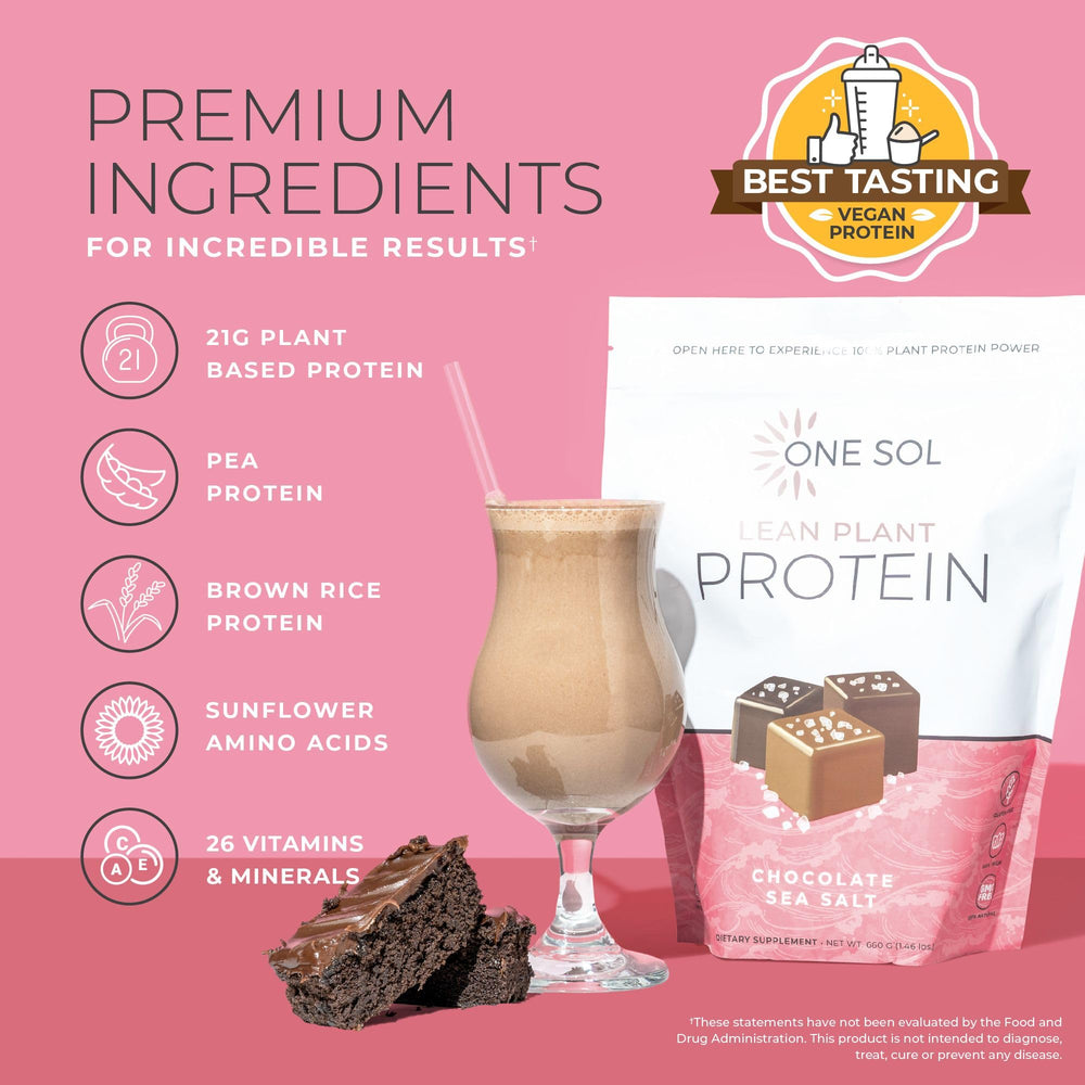 One Sol Lean Protein ingredients highlight pea and brown rice blend.
