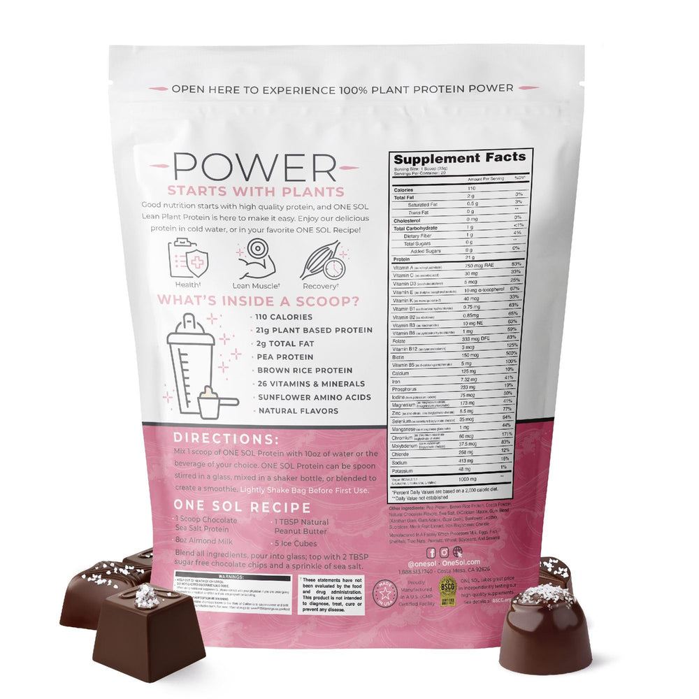 One Sol Lean Protein vegan-friendly badge signals dairy-free performance.