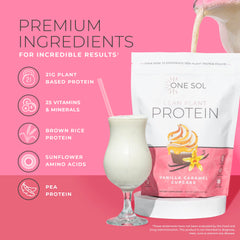 One Sol Lean Protein ingredients pea brown rice close-up highlights plant-based nutrition.