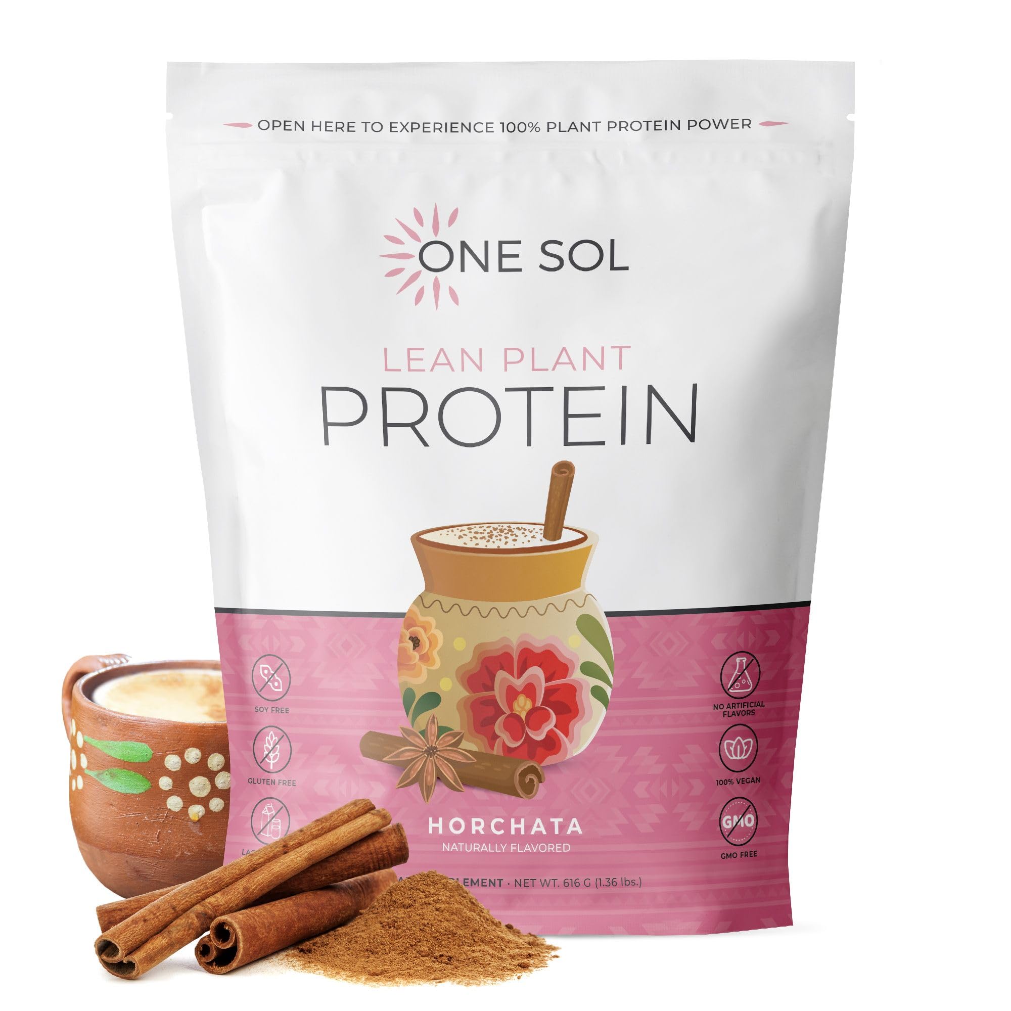 One Sol Lean Protein powder tub front for clean, plant-based nutrition