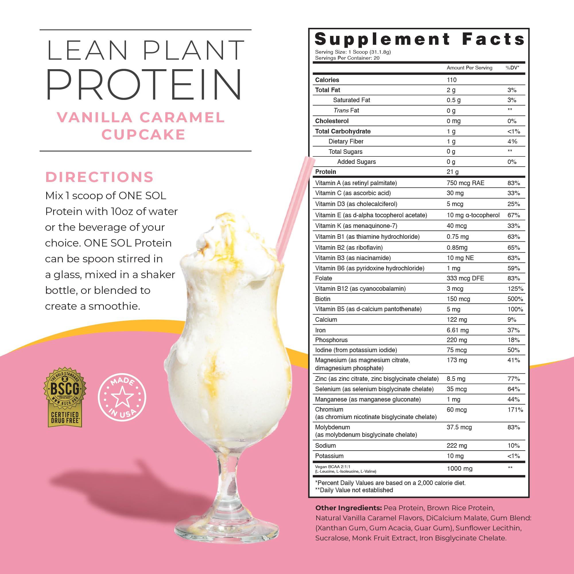 One Sol Lean Protein Vanilla Caramel Cupcake scoop for quick, smooth shakes.