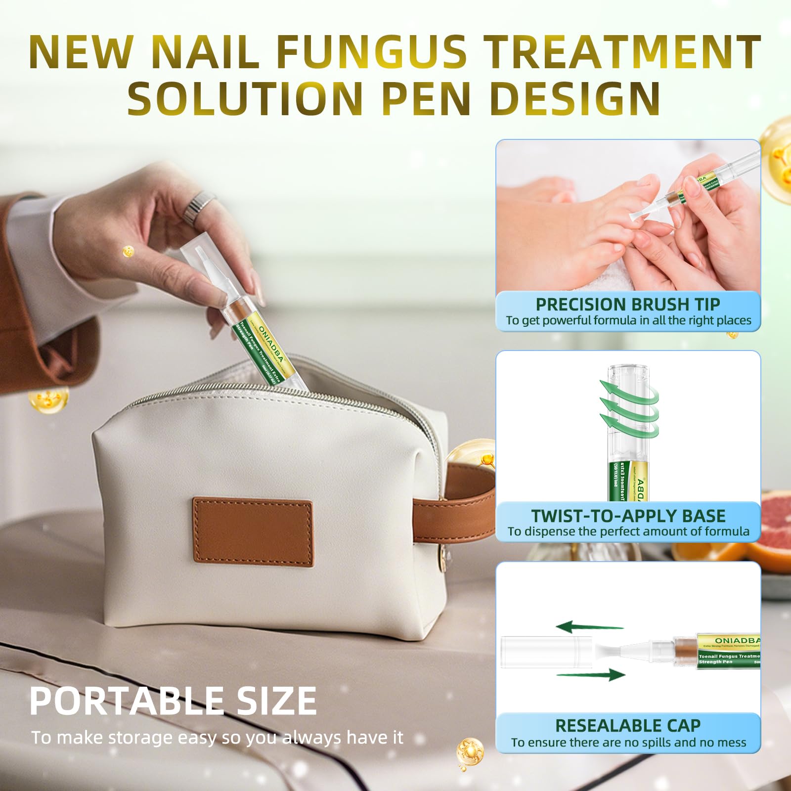 ONIADBA Toenail Fungus Pen absorbs quickly with no residue.