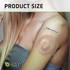 Onida Dexcom G7 patches applied on skin for a secure stay during activity.