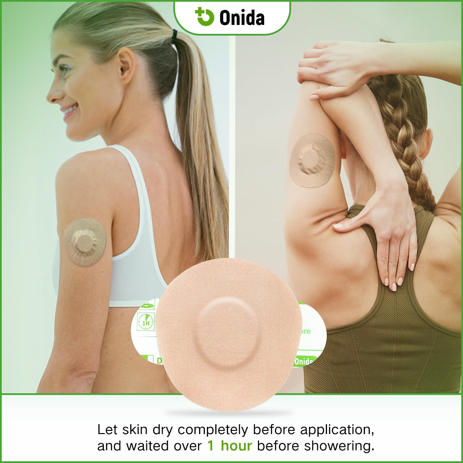 Onida Dexcom G7 patches are hypoallergenic and latex free for sensitive skin.