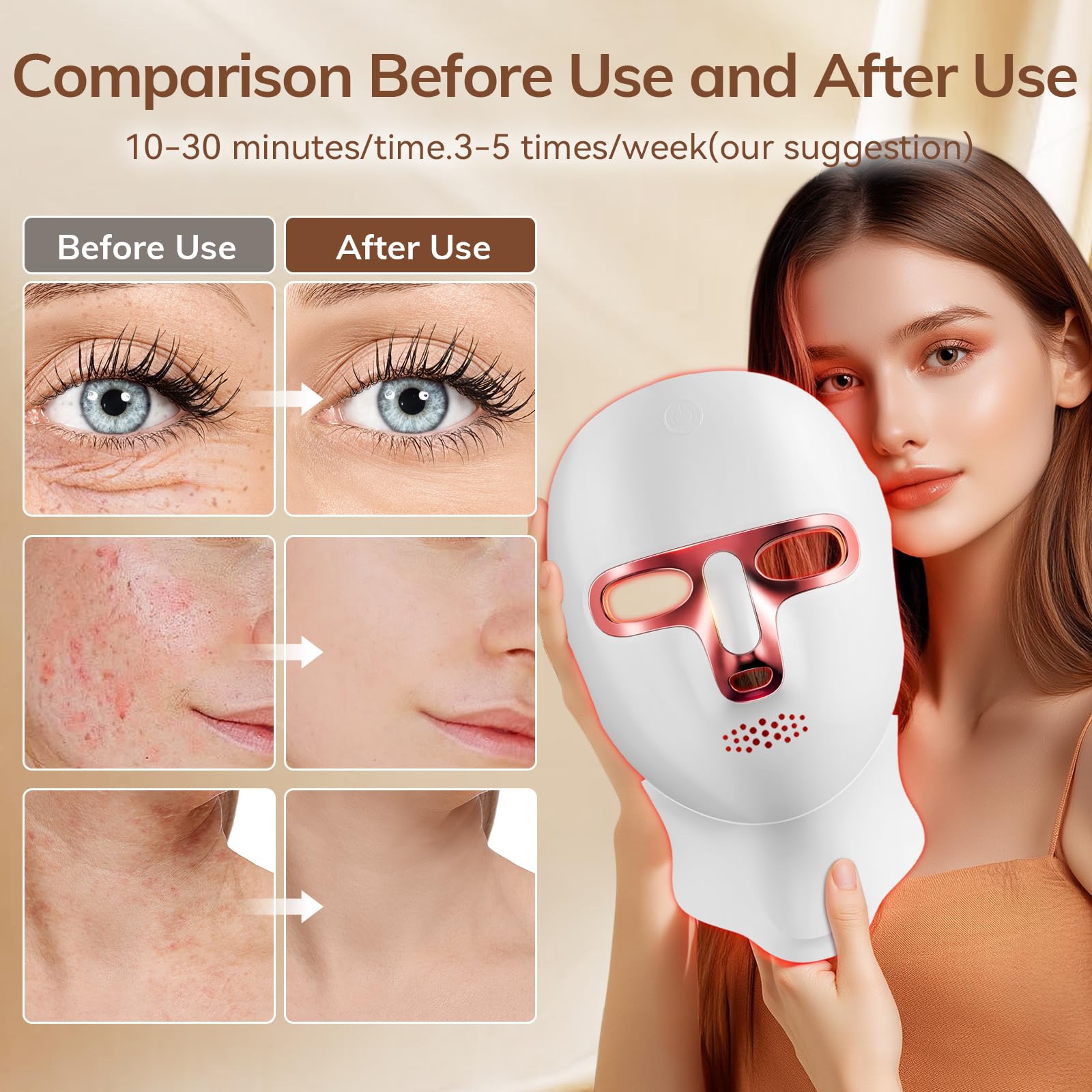 ONLUKY neck attachment expands coverage for lower face and neck areas.