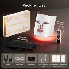 ONLUKY red light mask worn around eyes with secure eye cover.