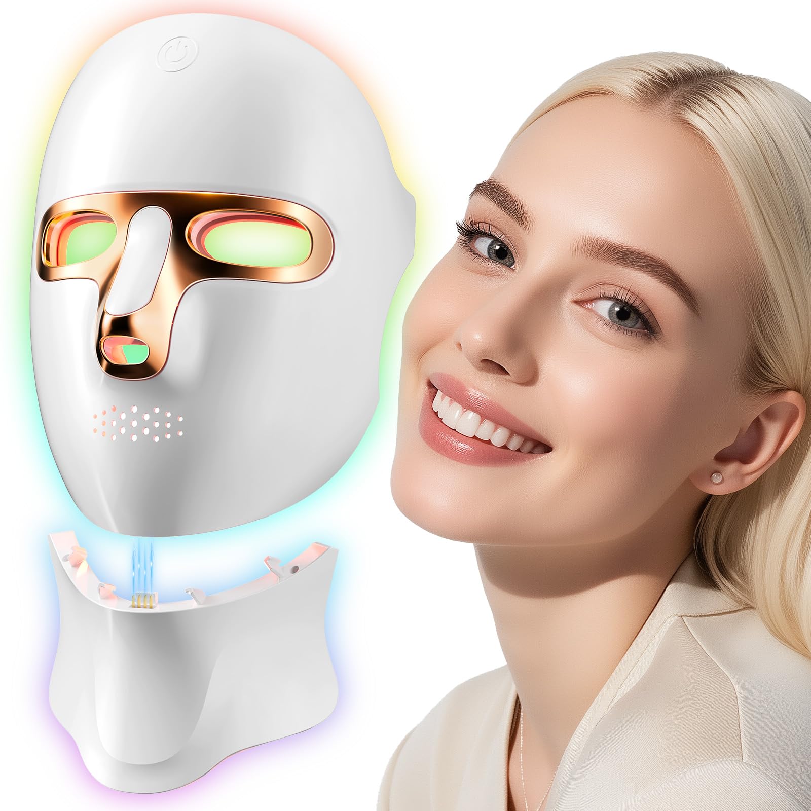 ONLUKY red light mask face closeup showing skin glow potential