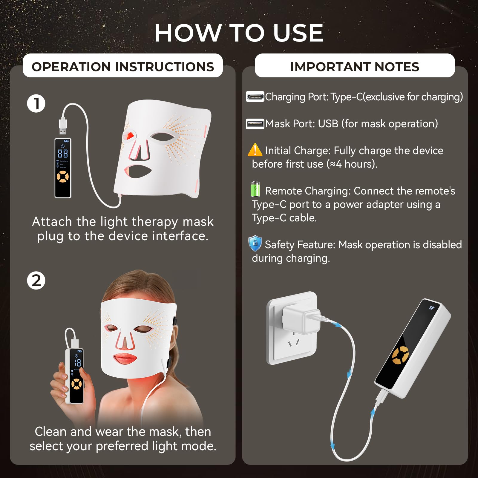ONLUKY red light mask full kit laid out for home spa use.