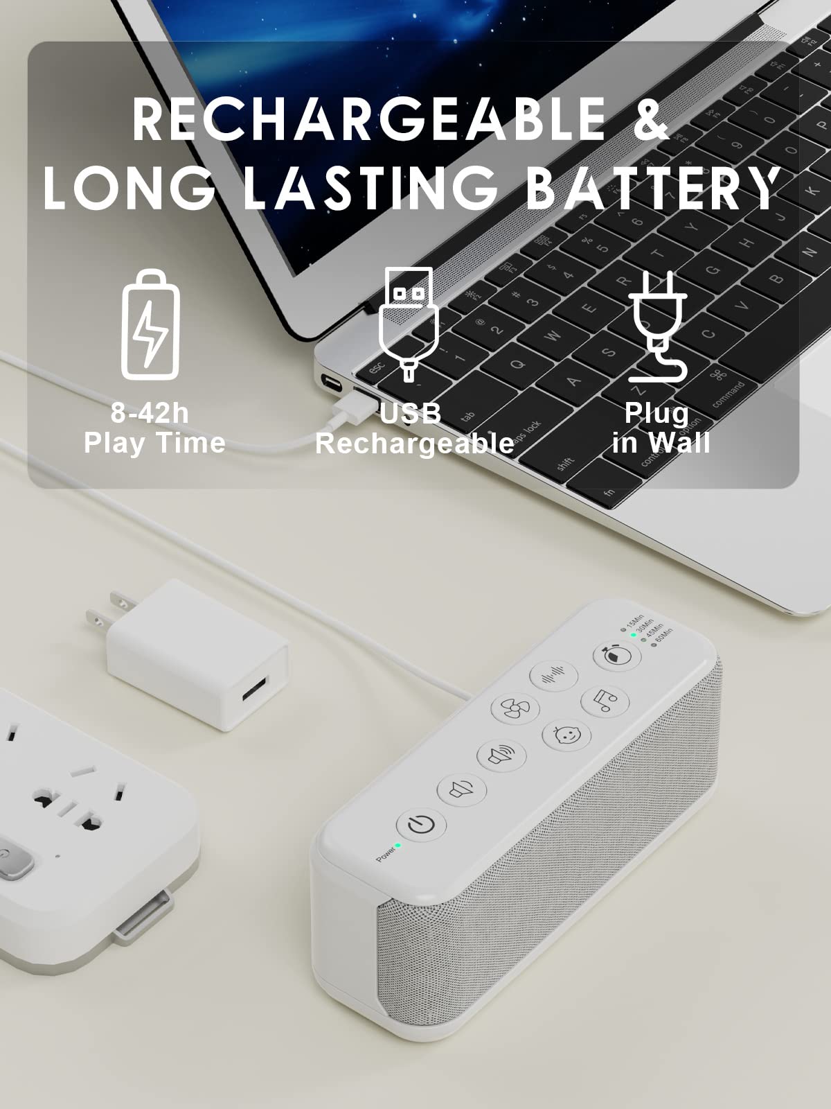 OnLyee rechargeable battery powered for all night use without wall power
