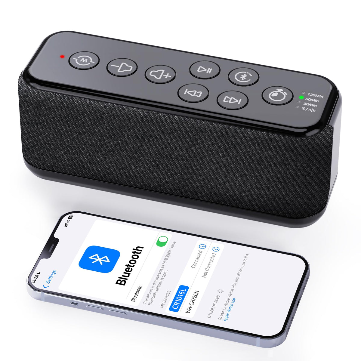 OnLyee sound machine with Bluetooth speaker for immersive sleep-aid audio.