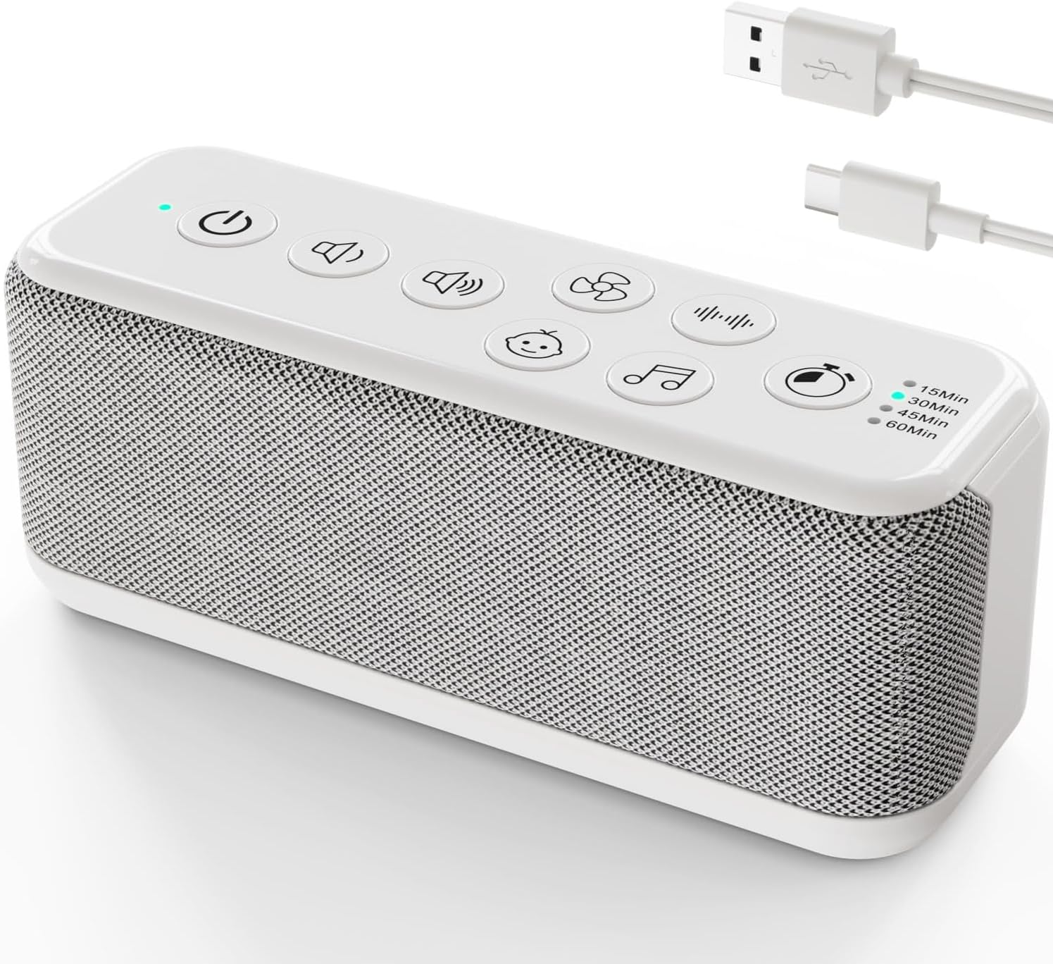 OnLyee white noise machine compact size ideal for desktop and travel use