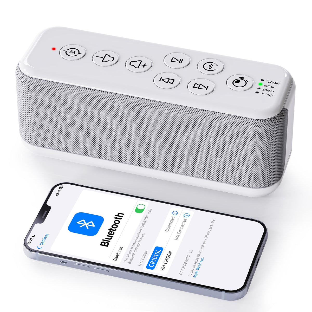 OnLyee white noise sound machine front view for better sleep and concentration.