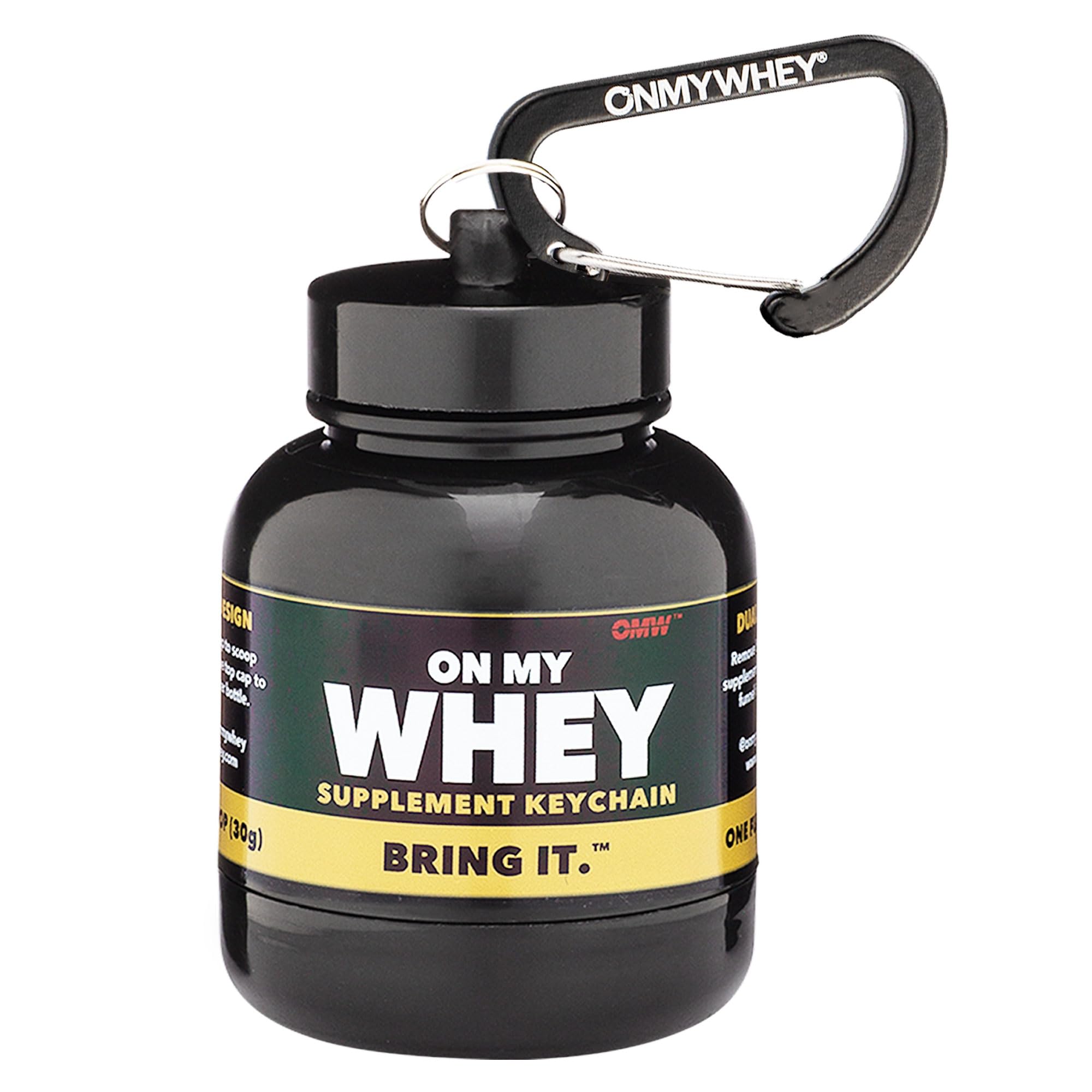 OnMyWhey 75ml scoop container with precise portion control.