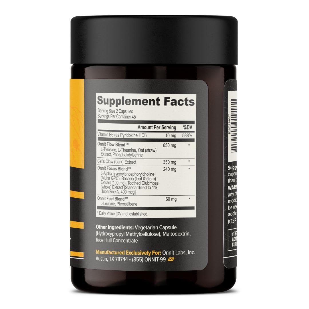 ONNIT Alpha Brain bottle label highlighting IGEN non-GMO testing.