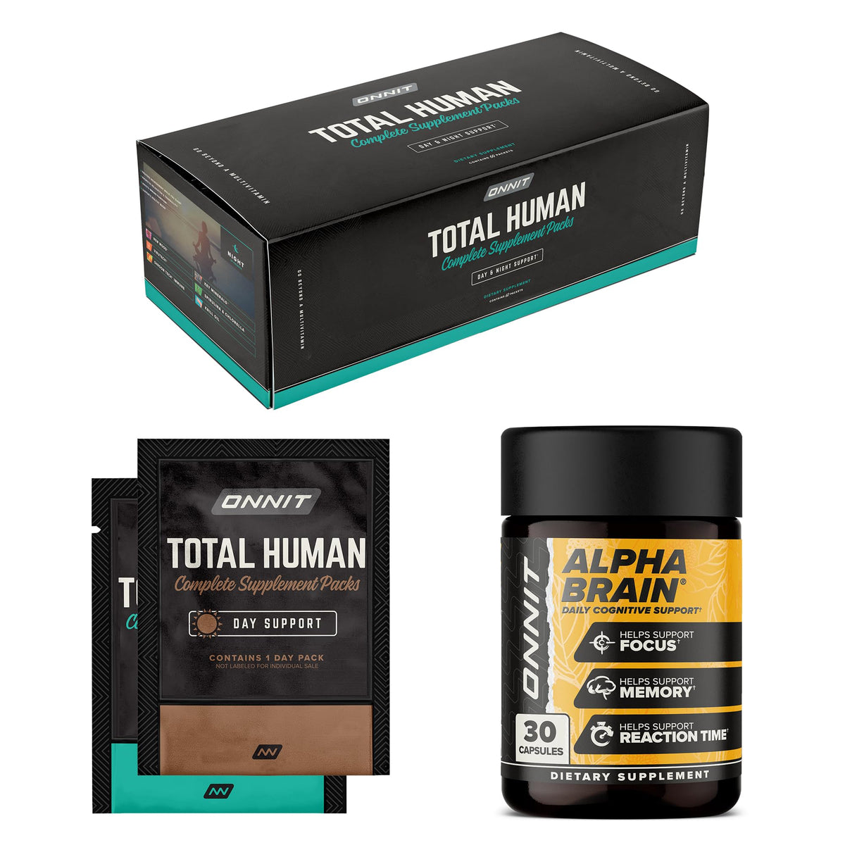 ONNIT Alpha Brain bottle close-up suggesting memory and focus support.