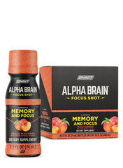 ONNIT Alpha Brain Focus Shot peach bottle for focus and mood support