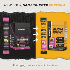 ONNIT Alpha BRAIN Instant close-up of ingredients highlighting L-Theanine and Alpha GPC