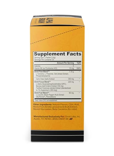 ONNIT Alpha Brain Instant pineapple punch packaging close-up shows key ingredients.
